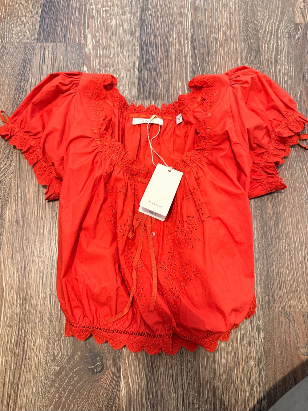 DOEN Nera Top, color- Red Zinnia. New with tags, never worn just tried on. - Picture 2 of 3